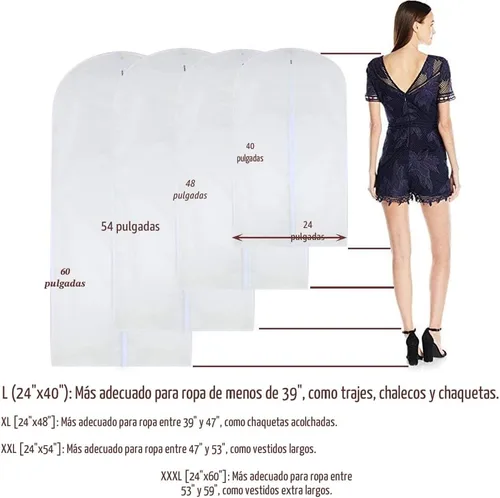 Miniatura 3 de Bolsas de ropa para colgar ropa de 24 x 40 pulgadas, bolsas de ropa colgantes blancas, fundas de traje transpirables para armario, cubierta