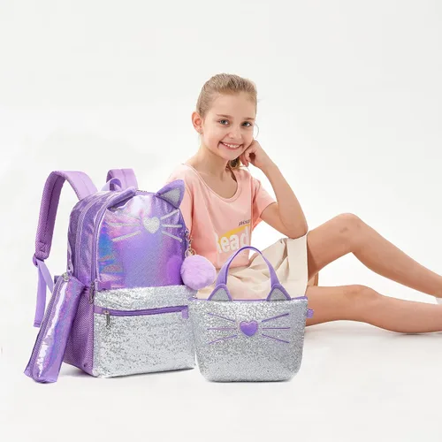 Miniatura 5 de Meetbelify Mochila para niñas, mochilas para estudiantes de preescolar primaria, mochila para niños y niñas, linda mochila con lonchera
