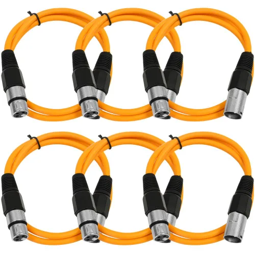 Miniatura 32 de Seismic Audio SAXLX-2Brown-Paquete de 6 cables de conexión XLR de 2 pies marrones - Cables de micrófono - Cables XLR macho a hembra - 2 pies