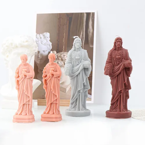 Miniatura 5 de Cestony Moldes de silicona de vela de Jesús 3D para hacer velas, estatuas de resina de yeso y decoración del hogar