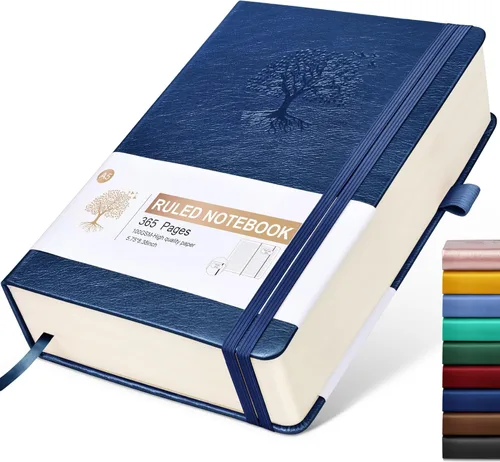 Miniatura 16 de Cuaderno Diario con Líneas - 365 Páginas A5 Cuaderno Grueso para Escribir para Hombres y Mujeres, Cuaderno con Rayas Universitarias, Diario de Cuero