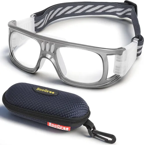 Miniatura 10 de N/A" Gafas deportivas para hombre, para raquetbol, baloncesto, fútbol, gafas protectoras, lentes de choque y colisión, reemplazables Marco negro