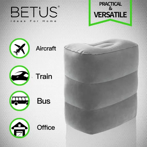 Miniatura 4 de Betus Almohada inflable para descanso de pies, ultra cómoda y compacta, taburete para niños y niños para vuelos largos o viajes en avión o automóvil
