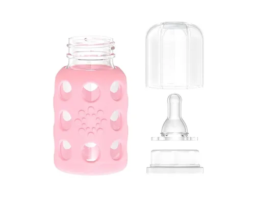 Miniatura 5 de Lifefactory Biberón de vidrio con funda de silicona de 4 onzas - Paquete de 2 - Rosa