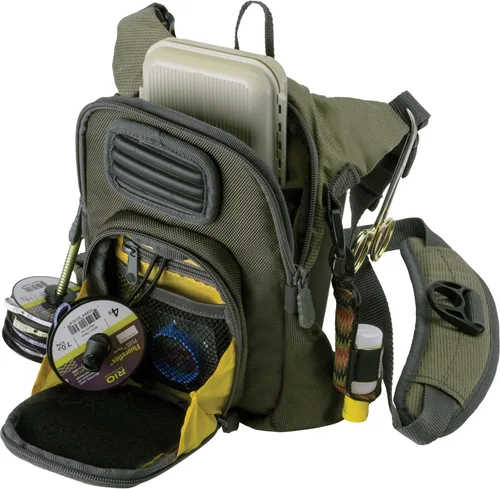Miniatura 15 de Paquete de Pecho para Pesca Fall River, Se Adapta a Hasta 2 Cajas de Aparejos/Moscas, 152 Pulgadas Cúbicas / 2.5 L Verde oliva