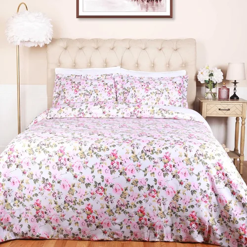 Miniatura 7 de Superior Juego de funda de edredón de algodón de 300 hilos con fundas de almohada, duradero y transpirable, lavable a máquina, ropa de cama floral