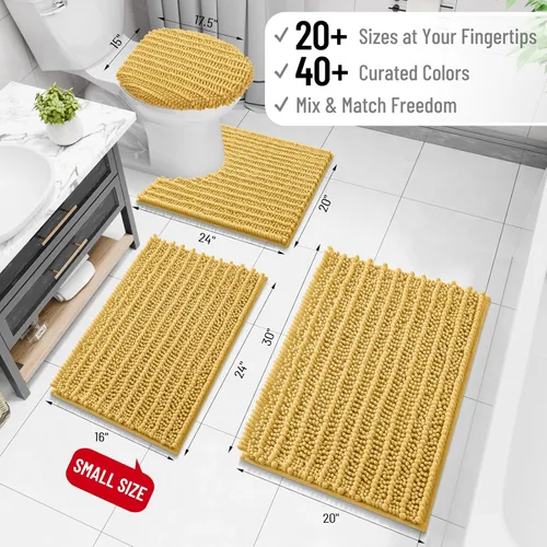 Miniatura 2 de Arotive - Alfombra de baño de lujo de chenilla, extra suave, gruesa, absorbente, esponjosa, antideslizante, se puede lavar y secar a máquina