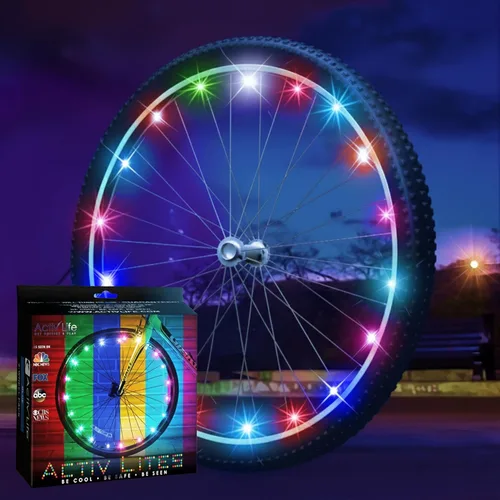 Miniatura 2 de Activ Life Luces LED para rueda de bicicleta con pilas incluidas. Obtén 100% más brillantes y visibles desde todos los ángulos para la máxima