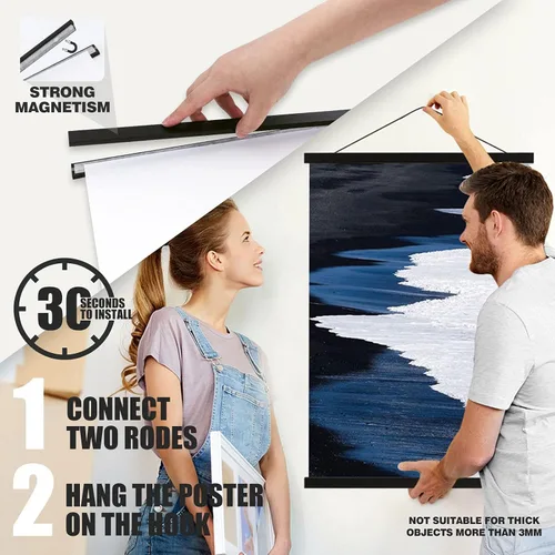 Miniatura 4 de Ywlake - Gancho magnético para pósteres, 16 x 20, 16 x 24, 16 x 22 marco para pósteres, imán de madera, impresión de pósteres, gancho de espiral