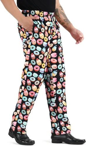 Miniatura 2 de Pantalones de chef unisex impresos 100% algodón para hombres y mujeres, pantalones de chef con cordón para servicio de alimentos, panaderos