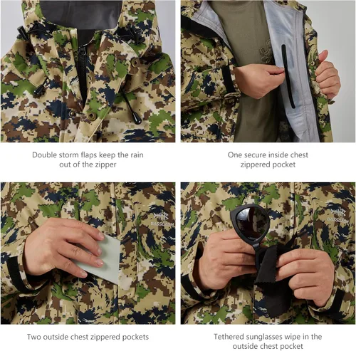 Miniatura 17 de BASSDASH Walker - Chaquetas transpirables e impermeables para pesca y caza con tela exterior silenciosa para hombres y mujeres en 7 tamaños
