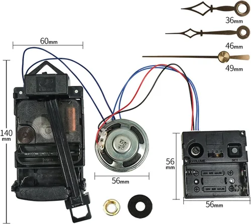 Miniatura 7 de Milageto Kit de mecanismo de movimiento de reloj de péndulo con caja de música y altavoz, eje de 0.669 in de largo para reparación y fabricación