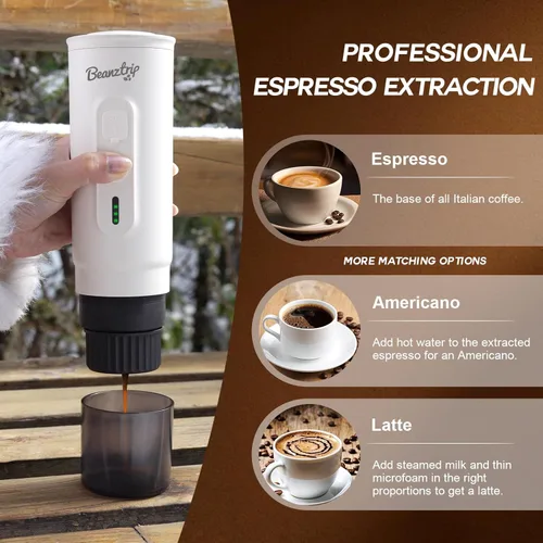 Miniatura 6 de H02 PRO - Cafetera portátil para café, cafetera eléctrica para viajes, máquina de café expreso para café molido y cápsulas NS, mini cafetera de 20