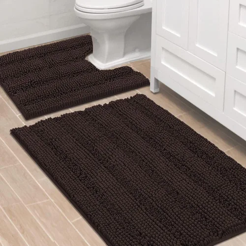 Miniatura 193 de H.VERSAILTEX - Alfombras de baño, juego de 2 piezas, alfombra de contorno para baño, juego de alfombras para inodoro, alfombra antideslizante