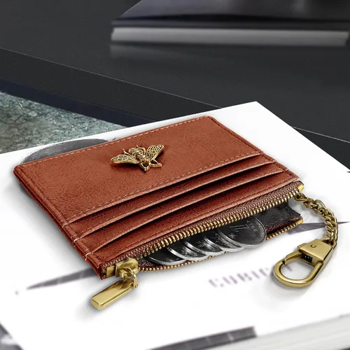 Miniatura 87 de SEAVILIA Tarjetero llavero cartera para mujer con ventana de identificación RFID monedero regalo abeja delgada minimalista pequeña cartera
