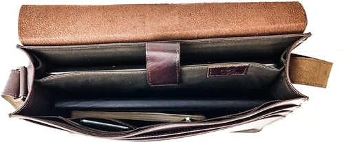Miniatura 6 de HIDES Bolso bandolera de cuero de grano completo para computadora portátil, bandolera de viaje