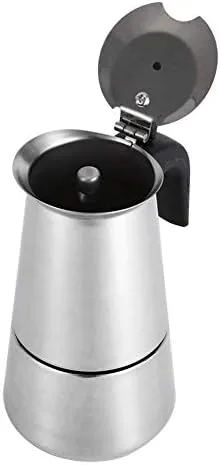 Miniatura 7 de 6.8 fl oz de acero inoxidable Mocha Coffee Pot Kettle Stove Top Espresso Make Pot, astilla