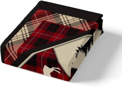 Miniatura 4 de Funda de edredón de oso y ciervo, tamaño matrimonial, estampado de patas de animales salvajes de pino abstracto, funda de edredón de 3 piezas con 2