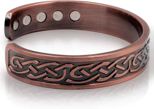 Miniatura 4 de Brazalete magnético celta de cobre pesado grande para hombre, con 10 imanes, Metal