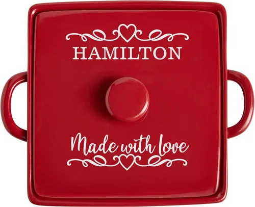 Miniatura 11 de Let's Make Memories Cazuela de gres personalizada hecha con amor, utensilios de cocina, para ella, azul marino