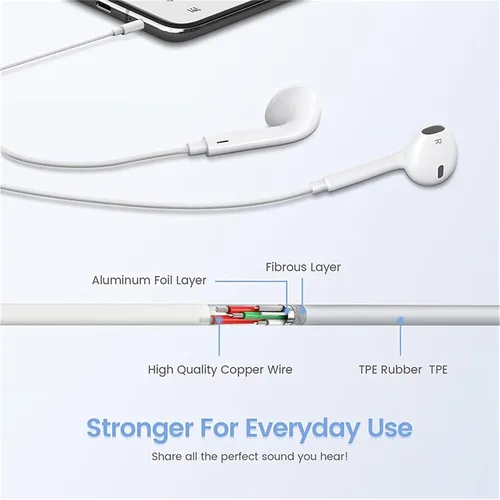 Miniatura 4 de 2 paquetes de auriculares con cable para iPhone, auriculares de 3.5mm con micrófono y control remoto incorporado, llamadas ultra claras y sin ruido