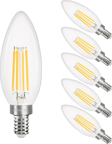 Miniatura 14 de comzler Bombilla LED E12 para candelabro regulable, bombilla de lámpara de araña 2700K blanco cálido, equivalente a 40W, bombillas tipo B