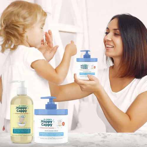 Miniatura 7 de Happy Cappy Paquete de champú para bebés, gel de baño y crema hidratante – Eczema Body Wash y loción para niños y niños pequeños, ayuda