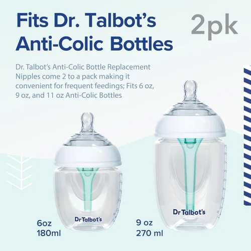 Miniatura 3 de Dr. Talbot's Tetinas de repuesto para biberones anticólicos, suministros de alimentación para recién nacidos, (paquete de 2) pezones flexibles