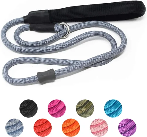 Miniatura 24 de Correa de Entrenamiento para Perros de Cuerda Deslizante Fuerte (4 pies) – Correa de Nylon Trenzado Resistente y Duradera con Tope de Goma y Mango