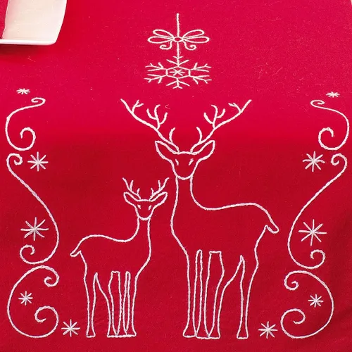 Miniatura 3 de Vervcao - Kit de bordado de camino de mesa navideño estampado para decoración del hogar, decoración del hogar, suministros de arte y manualidades
