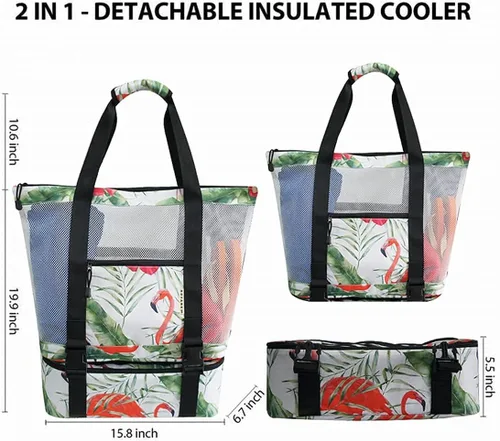 Miniatura 2 de Bolsa de playa de malla con enfriador de playa desmontable