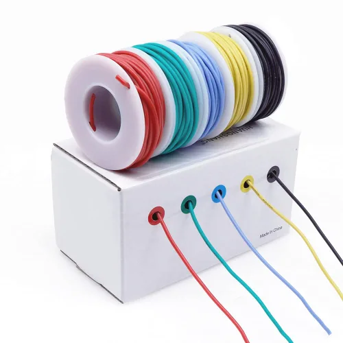 Treedix 5pcs 22AWG alambre flexible de conexión de silicona alambre 22 calibre estañado cobre puente cables de goma de silicona aislados 5 Color