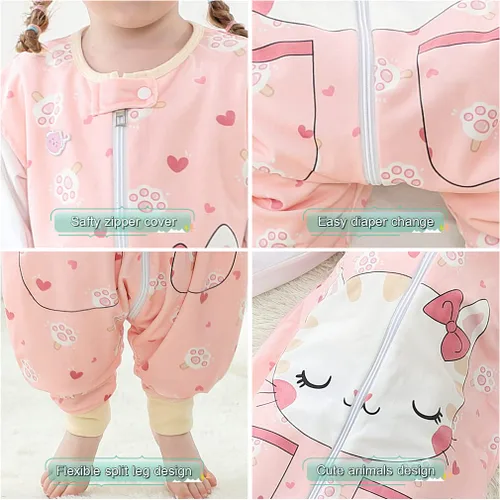 Miniatura 2 de MICHLEY Manta unisex para bebé, saco de dormir sin mangas con pies, gato, 1-3T