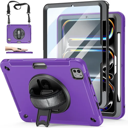 Miniatura 15 de Funda para iPad Pro 11 M5 2025/M4 2024: Funda protectora para iPad Pro de 11 pulgadas 5ª generación con protector de pantalla, soporte, asa y correa