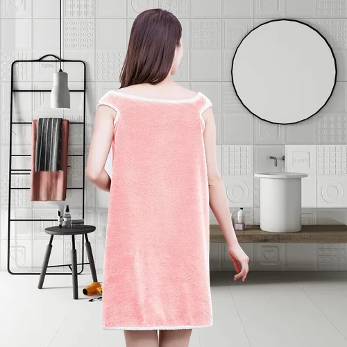 Miniatura 6 de Toalla de baño para niñas, forro polar coral, absorbente, bata de baño, bata de baño, playa, spa, sauna, bata de ducha
