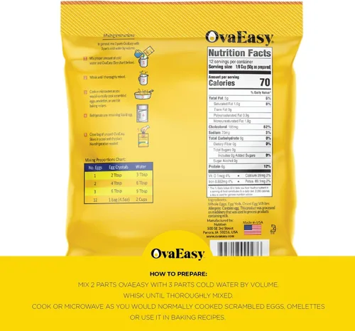 Miniatura 5 de OvaEasy - Cristales de huevo deshidratados – Bolsa de 4.5 onzas (4.52 oz) – Huevos en polvo hechos de ingredientes totalmente naturales – Polvo