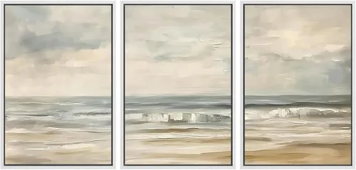 Miniatura 65 de SIGNWIN Lienzo enmarcado para pared, juego de arte abstracto de serenidad costera, ilustraciones abstractas junto al mar, arte moderno, decorativo
