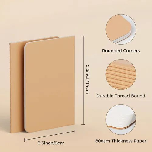 Miniatura 6 de 20 paquetes de cuadernos en blanco pequeños de bolsillo a granel con papel grueso sin rayar, 60 páginas, 14 x 9 cm, tamaño A6, fácil de llevar
