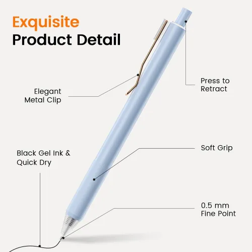 Miniatura 4 de Bolígrafos de gel - Tinta negra 4 piezas 0.5 mm de punta fina, pluma de escritura suave, suministros para oficina, escuela y diario (negro)