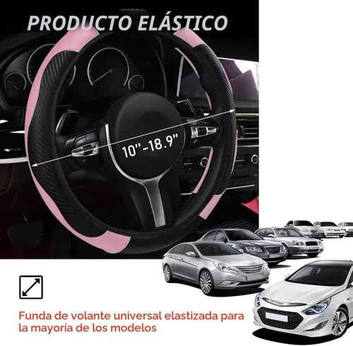 Miniatura 2 de povtii Funda para volante de automóvil, protector de cuero transpirable de 15 pulgadas, fundas cómodas antideslizantes para volante de vehículo