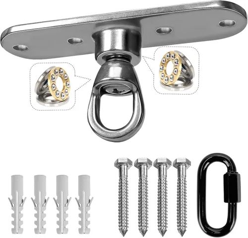 Miniatura 9 de Colgador de columpio de alta resistencia, funcionamiento suave, rodamientos giratorios de 180° y 360°, capacidad de 1500 libras para sillas