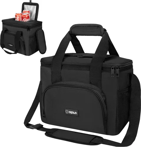 OPUX Bolsa de enfriador suave, bolsa de almuerzo plegable aislada para hombres, trabajo, camping, playa, viaje, portátil, de lado suave,