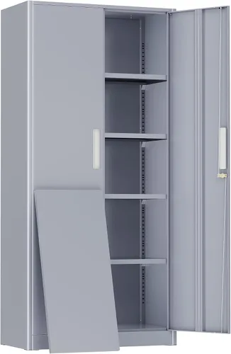 Miniatura 32 de Greenvelly Armario de almacenamiento de metal con puertas y estantes, armario de almacenamiento con cerradura de 36 pulgadas para oficina, gabinete