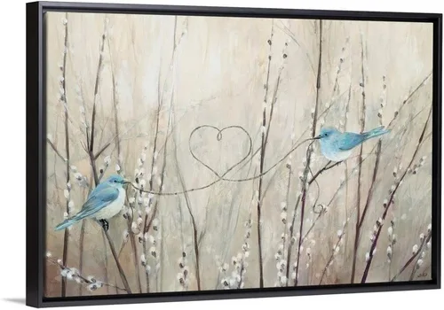 CANVAS ON DEMAND Lienzo enmarcado con diseño de pájaros neutros de Julia Purinton, contemporáneo, decoración del hogar, animales, pájaros, 18 x 12