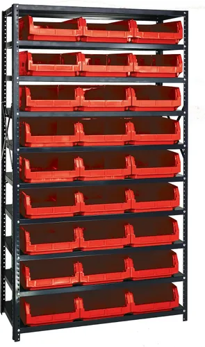 Miniatura 20 de Quantum QSBU-245BK Heavy Duty Shelving Unit with (7) Shelves and (24) QUS245 Black Bins for Garage Warehouse Storage Distribution 400 lb Load
