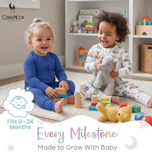 Miniatura 7 de CubbieMoon Bamboo Viscose Baby Pajamas 2 Way Zip for Diaper Change 0 to 24 Month Soft Stretchy Sleeper 2 Pack