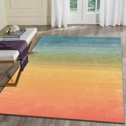 Miniatura 25 de Liora Manne Ravella - Alfombra duradera para interiores y exteriores, estabilizada a mano con rayos UV, tropical neutro, 5 pies x 7 pies 6 pulgadas