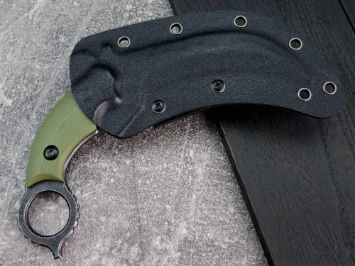 Miniatura 9 de C1696 Cuchillo de hoja fija, mango G10 de acero D2 de 4.3 pulgadas, herramientas EDC de supervivencia al aire libre con fundas Kydex (verde militar)