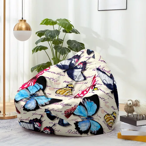 Miniatura 11 de Lukery Puf para adultos (sin relleno), funda de puf de mariposa 3D, puf de almacenamiento de animales de peluche para niños, cómodos puf para sofá
