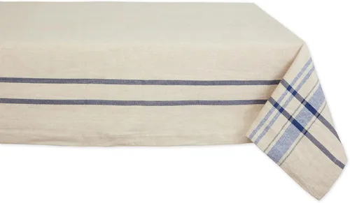 Miniatura 10 de DII - Mantel redondo para mesa de comedor, estilo rústico, colección de manteles con rayas estilo francés, 177.8 cm de diámetro, color gris Gris